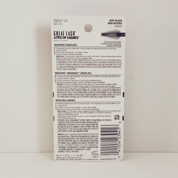 ⭐4/$15 Maybelline Great Lash Lots Of Lashes Washable Mascara Very Black - Picture 2 of 10